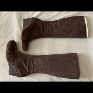 Michael Kors Chocolate Suede Wedge Boots Size 8